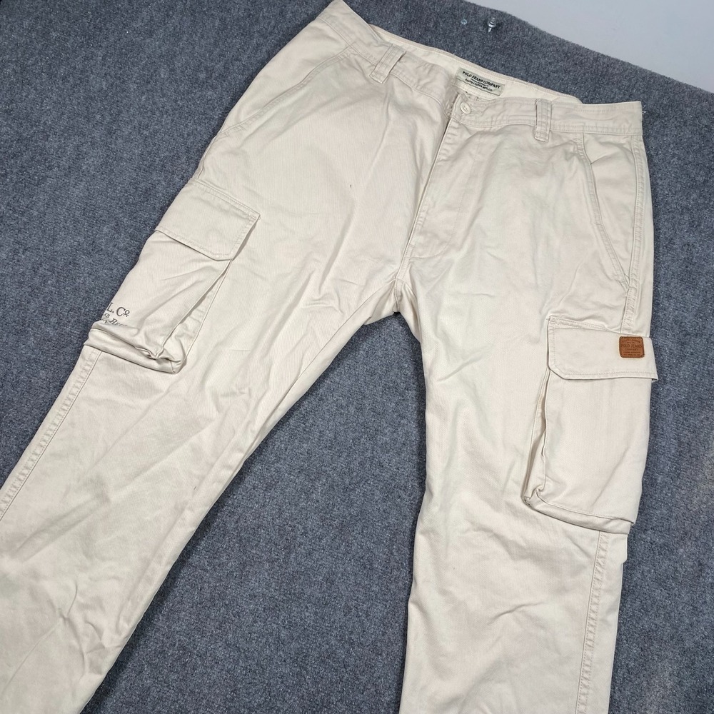 Vintage Polo Jeans Co Ralph Lauren 1967 Military Cargo Pants Beige 36x28